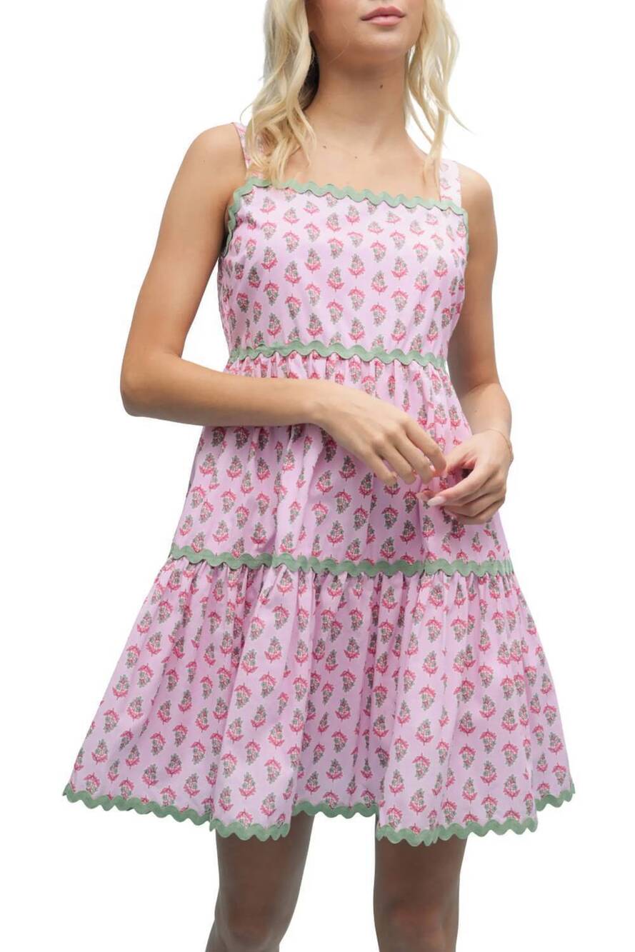 NEW WISHLIST sweet garden tiered mini dress in pink